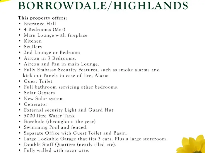 4 Bedroom House to Rent in Highlands