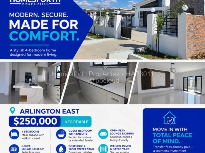 4 Bedroom House for Sale in Arlington, Harare