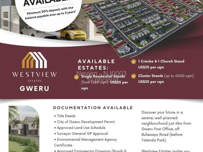 Residential Stand for Sale in Westview Estates, Gweru
